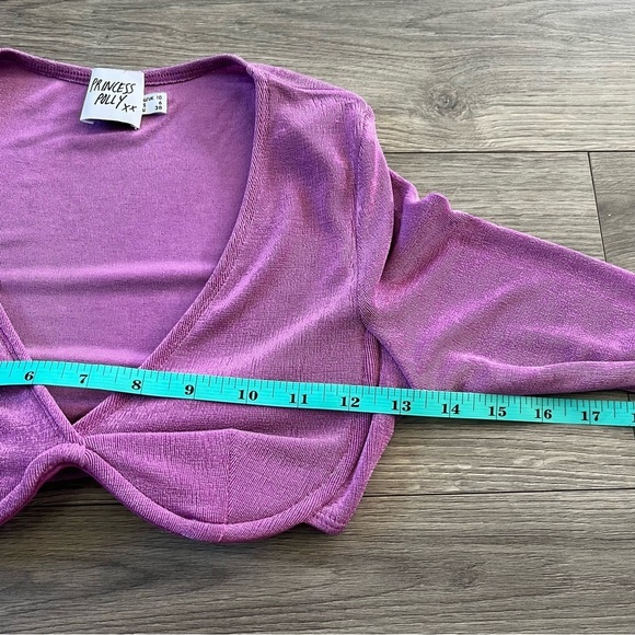 Princess Polly Womens Purple Cropped Underwired Long Sleeve Shirt Size 6 - Picture 4 of 6